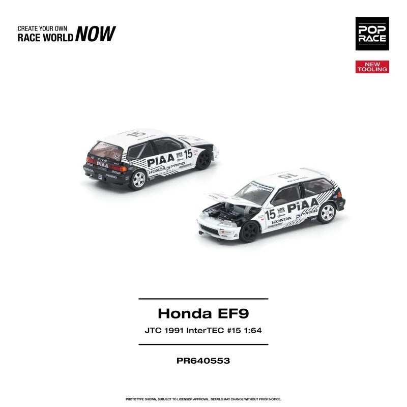 *PRE-ORDER* HONDA CIVIC (EF9) #15 JTC 1991 InterTEC NEW TOOLING, 1:64 Scale — image 1