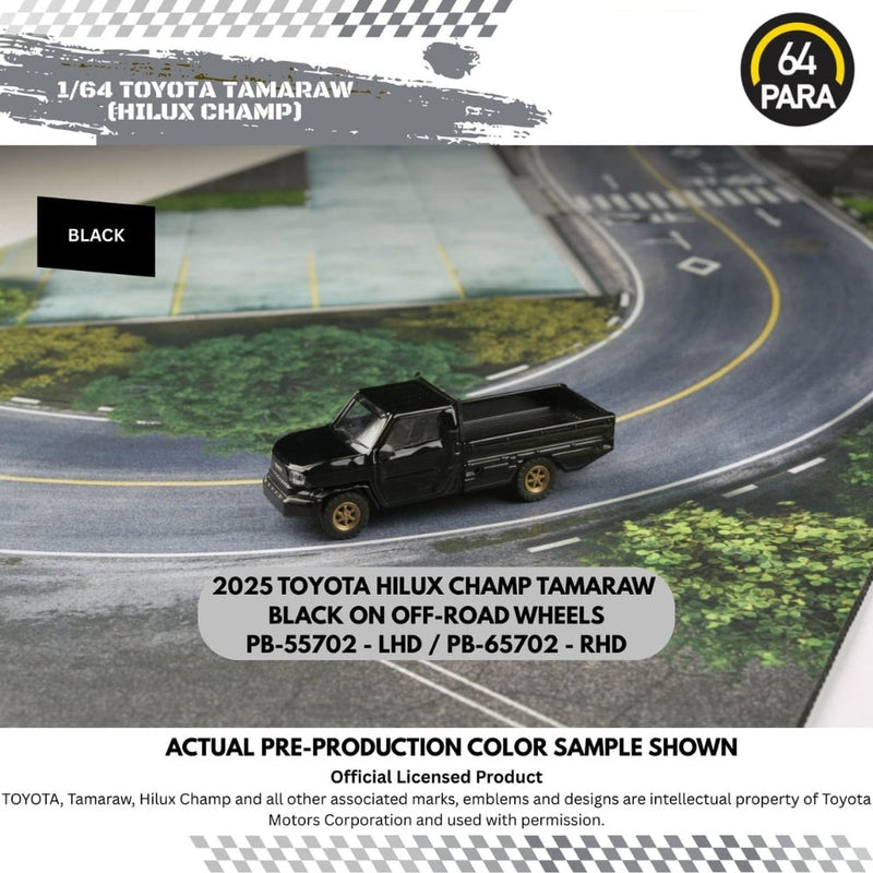 Toyota Hilux Champ / Tamaraw RHD Black w/off road tire 2025, 1:64 Scale — image 1