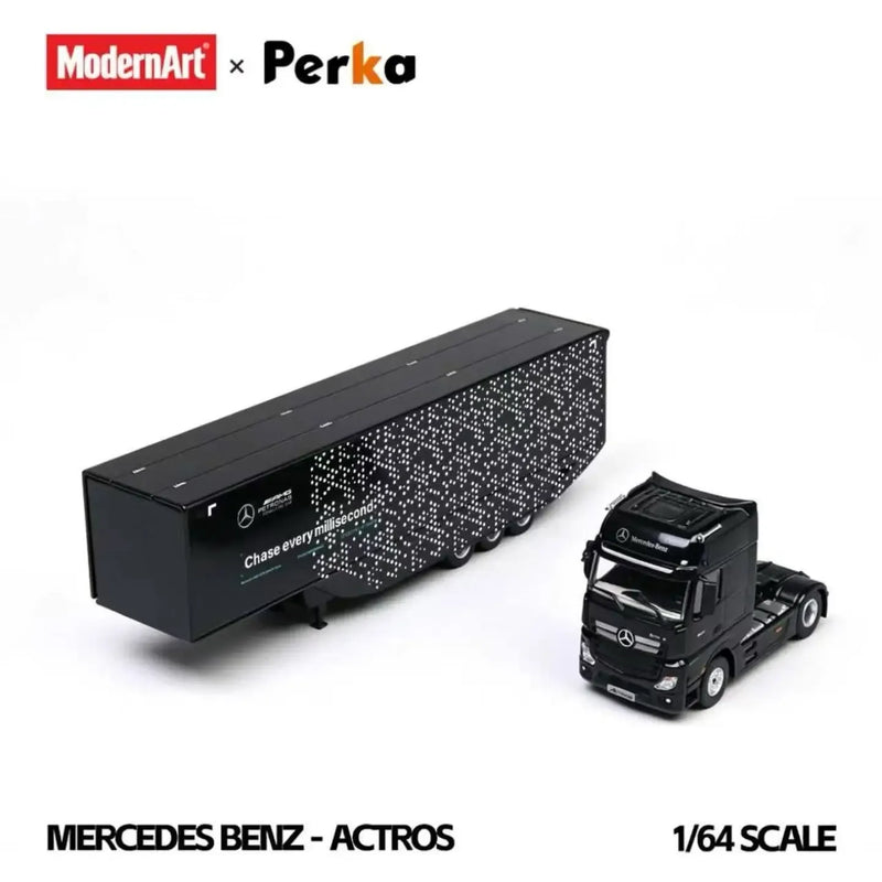 *PRE-ORDER* Mercedes-Benz Winged Box-Type Semi-Trailer Transport Vehicle - Black Dot Matrix, 1:64 Scale — image 2