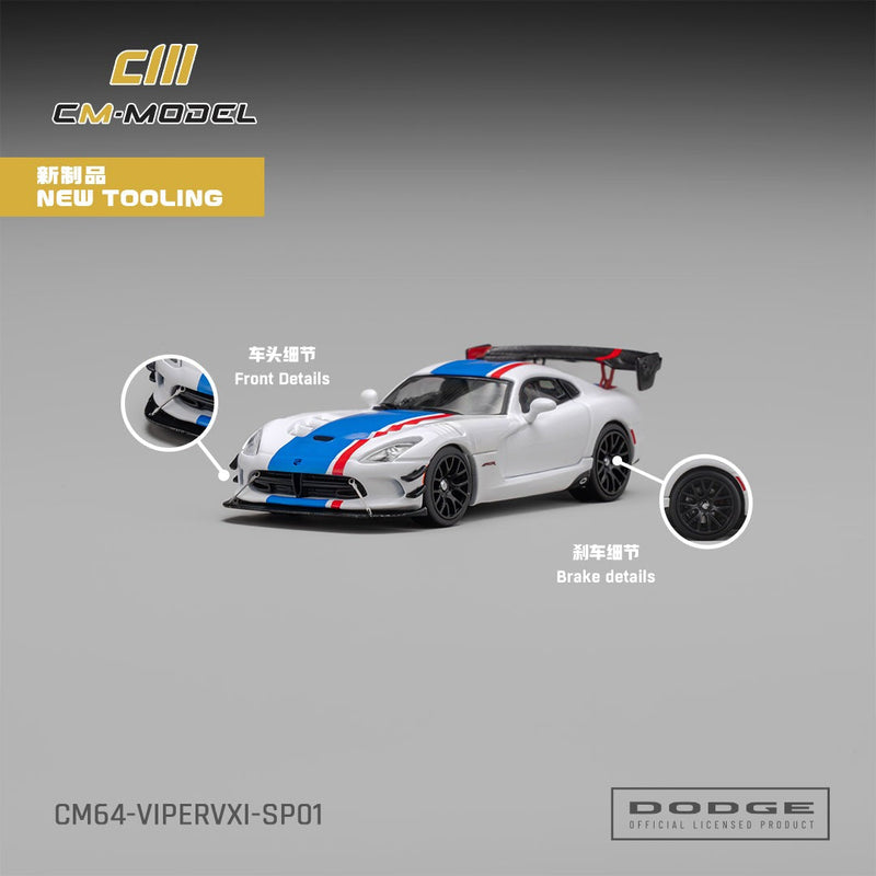 *PRE-ORDER* Dodge Viper VXI ACR, 1:64 Scale (White with Blue and Red Stripes) — image 1