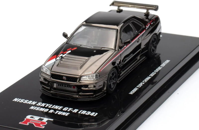 Nissan Skyline GT-R (R34) Nismo R-Tune Black Chrome Hobby Expo China 2023 Event Edition,1:64 Scale — image 1
