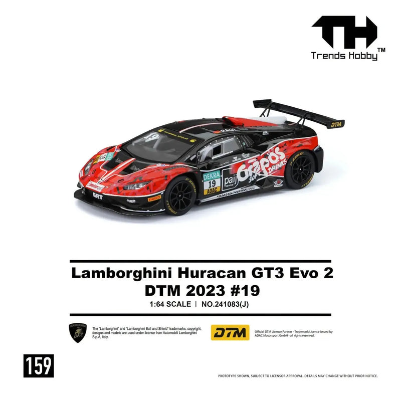 *PRE-ORDER* Lamborghini Huracan GT3 EVO2 Red-Black DTM 2023 #19, 1:64 Scale — image 2