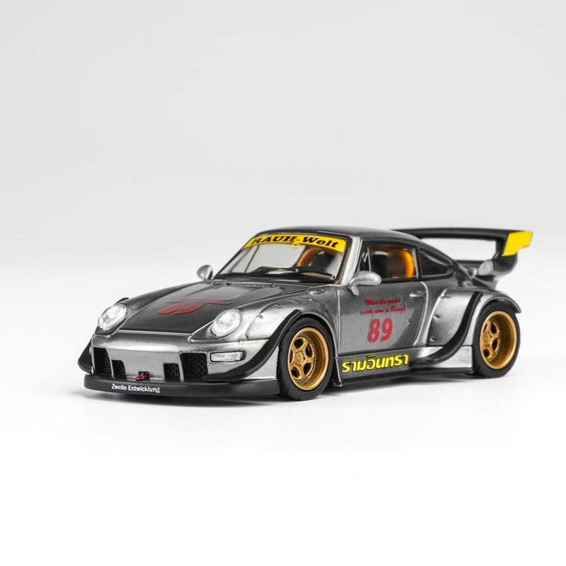 *PRE-ORDER* RWB 993 – Ramrinta Gun Grey / Racing Livery (Chance of Chase Car), 1:64 Scale — image 2