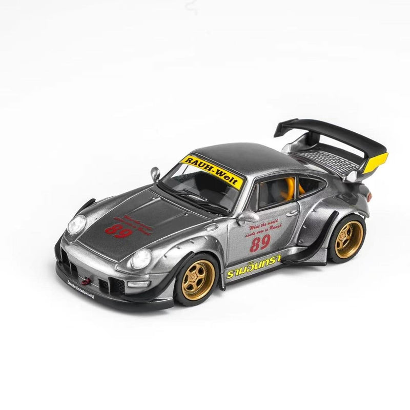 *PRE-ORDER* RWB 993 – Ramrinta Gun Grey / Racing Livery (Chance of Chase Car), 1:64 Scale — image 1
