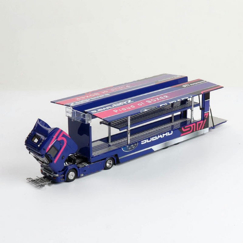 *Pre-Orders* S-Series S730 V8 Enclosed Double Deck Gull Wing Transporter (Blue WRC Service Car Livery), 1:64 Scale — image 2
