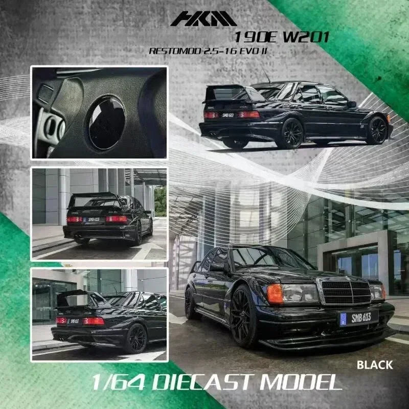 Mercedes Benz 190E W201 EVO II (Limited to 999pcs), 1:64 Scale (Black) — image 1