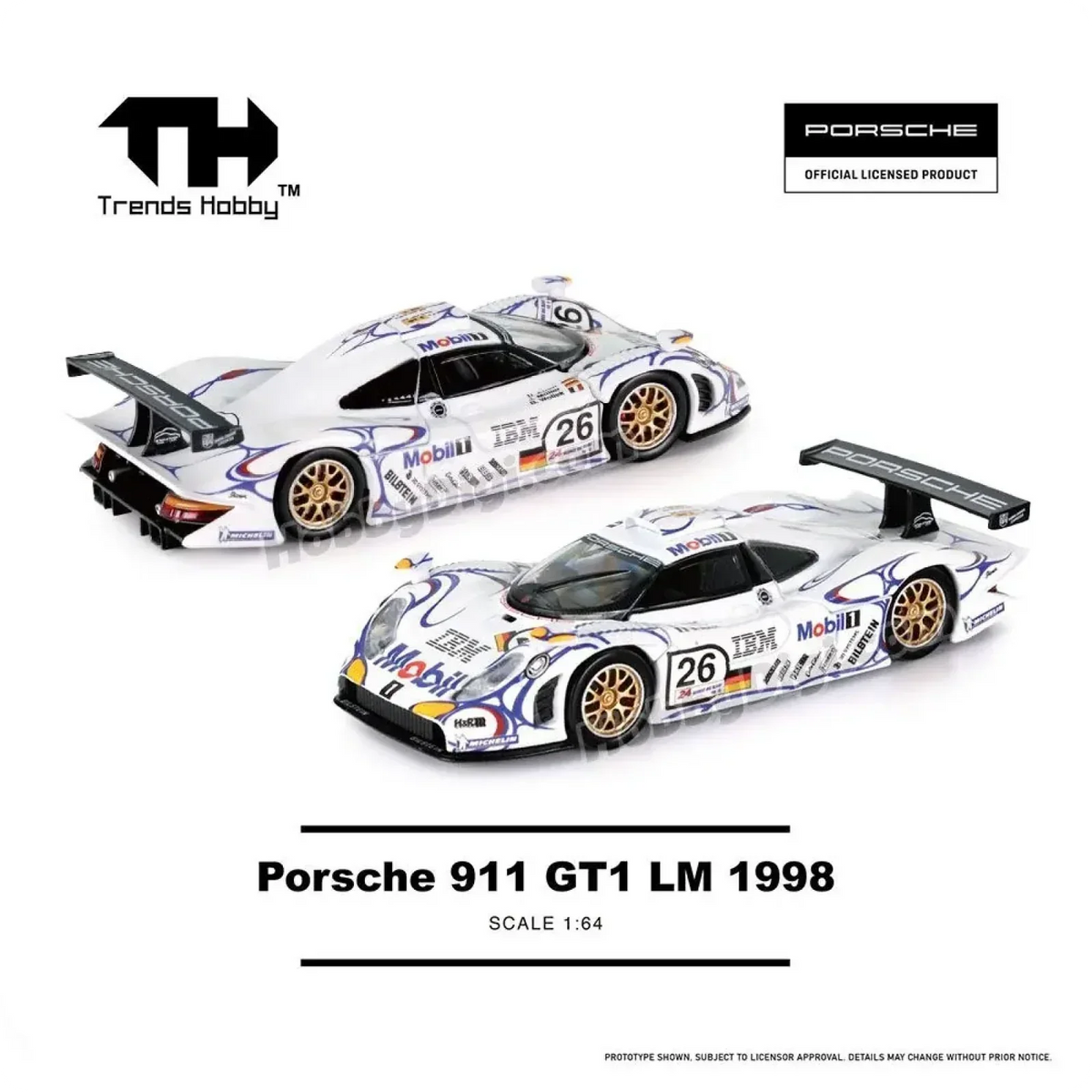 Porsche diecast 911 GTI LM 1998, 1:64 Scale — image 1