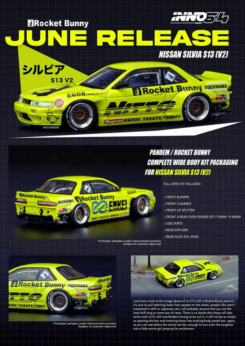 Nissan Silvia S13 V2 Pandem / Rocket Bunny, 1:64 Scale (Light Yellow) — image 1