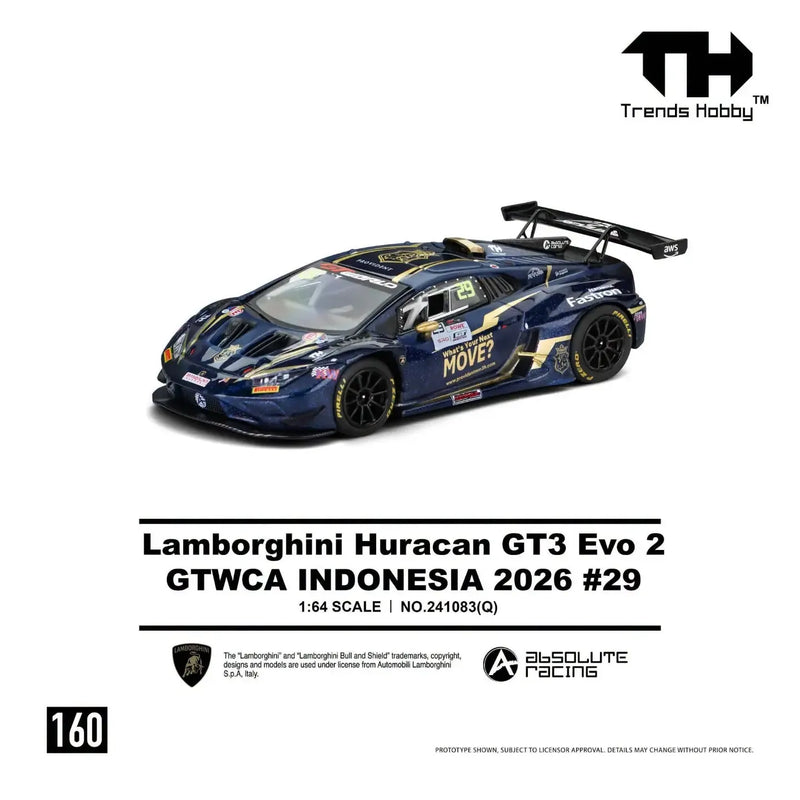 *PRE-ORDER* Lamborghini Huracan GT3 EVO2 Blue GTWCA Indonesia 2026 #29, 1:64 Scale — image 1