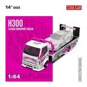 *PRE-ORDER* H300 Flatbed Transport Truck, 1:64 Scale (White & Pink) — image 2