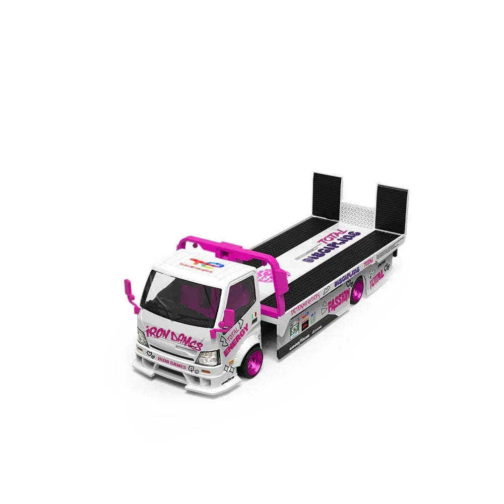 *PRE-ORDER* H300 Flatbed Transport Truck, 1:64 Scale (White & Pink) — image 5