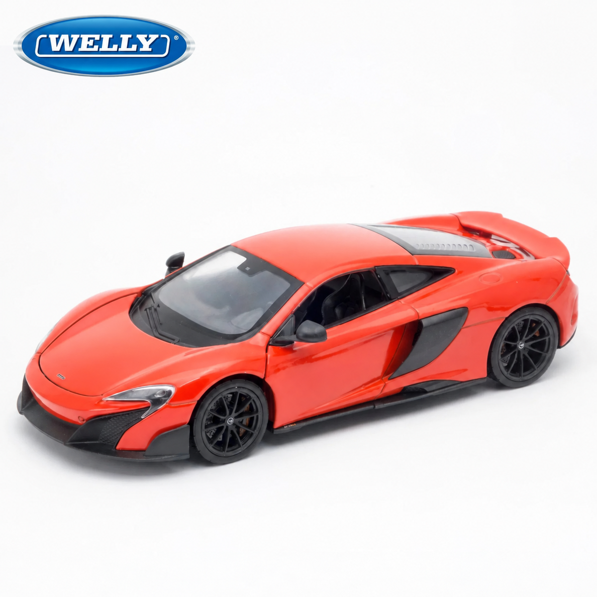 Welly McLaren 675LT Coupe diecast model, 1:24 scale, orange