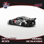 Nissan GT-R R35 LBWK Widebody, Skeleton Dinosaur Livery (DKA-099) Chance of Chase, 1:64 Scale — image 10